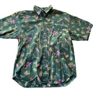 STRAIGHT DOWN MENS GREEN BUTTON UP SHIRT SIZE XL | D2‎